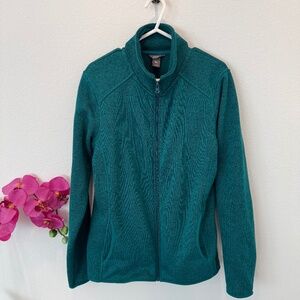 EDDIE BAUER Women’s Teal Green Full Zip Sweater Fleece Jacket.  Size L